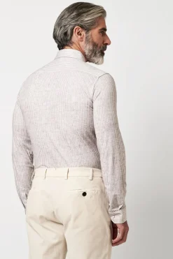 Heren overhemd lm casual bruin