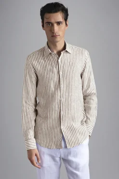 Heren overhemd lm casual bruin