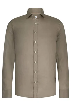 Heren overhemd lm casual bruin