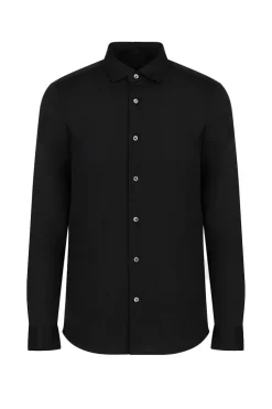 Heren overhemd lm casual zwart