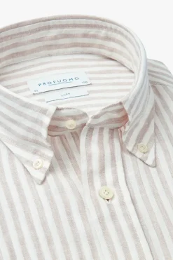 Heren overhemd lm casual bruin