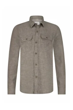 Heren overhemd lm casual bruin