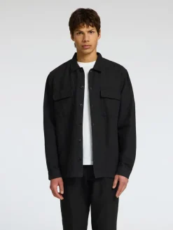 Heren overhemd lm casual zwart