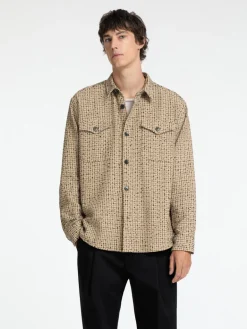 Heren overhemd lm casual bruin