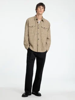 Heren overhemd lm casual bruin