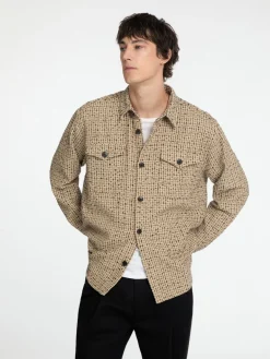 Heren overhemd lm casual bruin