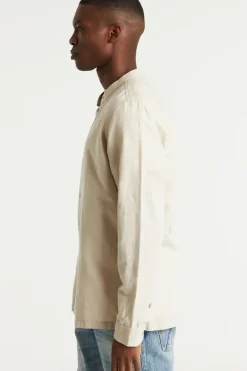 Heren overhemd lm casual bruin