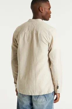 Heren overhemd lm casual bruin