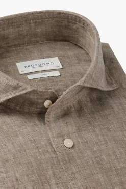 Heren overhemd lm dressual bruin