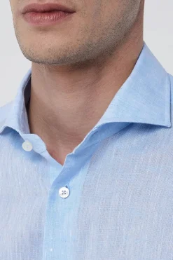 Heren overhemd lm dressual blauw