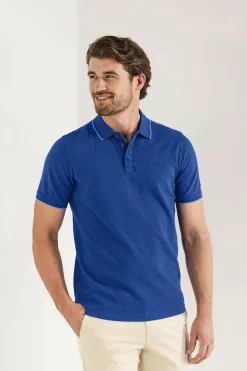 Heren polo korte mouw blauw