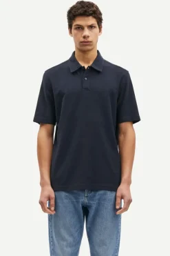 Heren polo korte mouw blauw