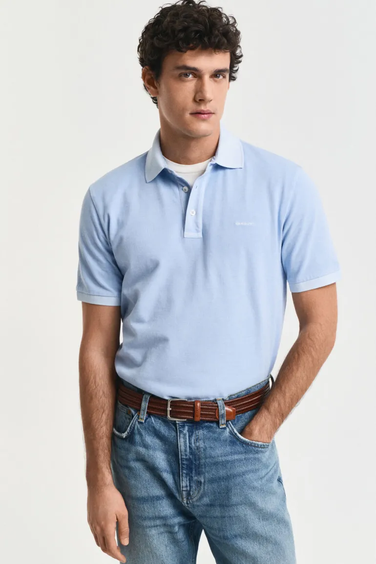 Heren polo korte mouw blauw