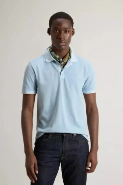 Heren polo korte mouw blauw