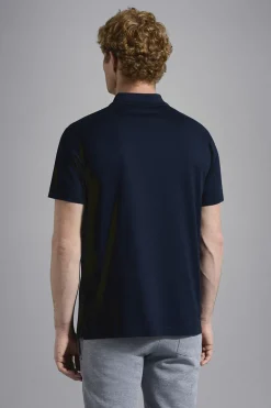 Heren polo korte mouw blauw