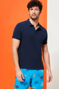 Heren polo korte mouw blauw