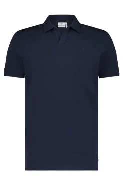 Heren polo korte mouw blauw