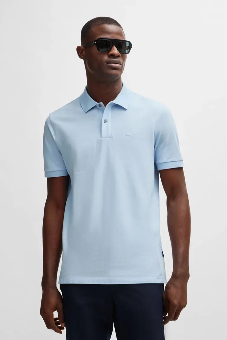 Heren polo korte mouw blauw
