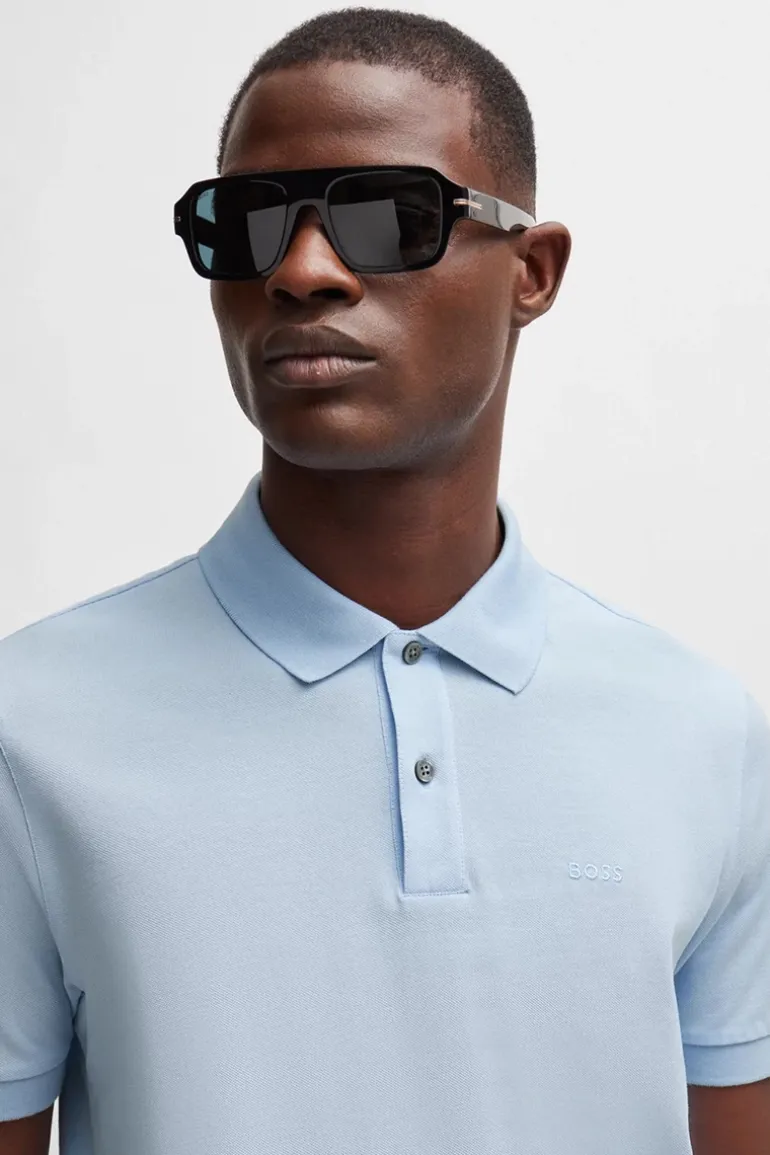 Heren polo korte mouw blauw
