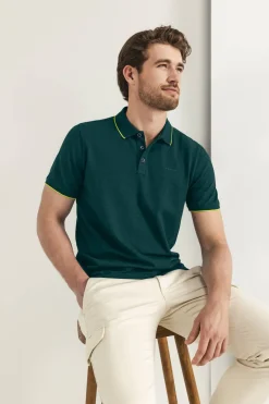Heren polo korte mouw blauw