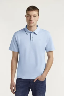 Heren polo korte mouw blauw