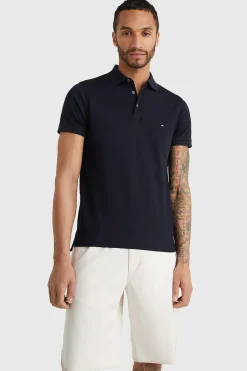 Heren polo korte mouw blauw