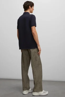 Heren polo korte mouw blauw