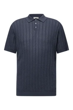 Heren polo korte mouw blauw