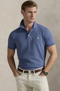 Heren polo korte mouw blauw
