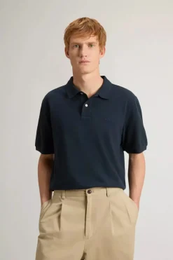 Heren polo korte mouw blauw