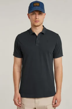 Heren polo korte mouw blauw