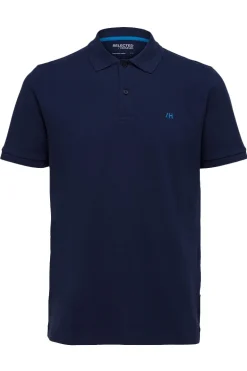 Heren polo korte mouw blauw