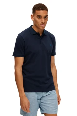 Heren polo korte mouw blauw