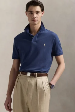 Heren polo korte mouw blauw