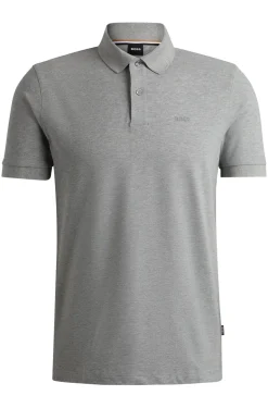 Heren polo korte mouw zilver