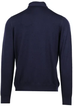 Heren polo lange mouw blauw