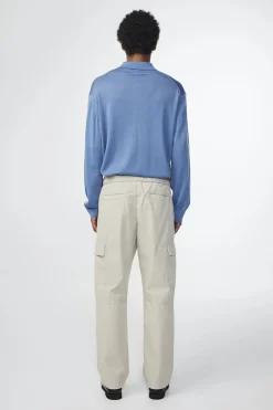 Heren polo lange mouw blauw