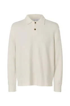 Heren polo lange mouw wit