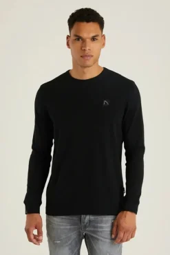 Heren t-shirt lange mouw zwart