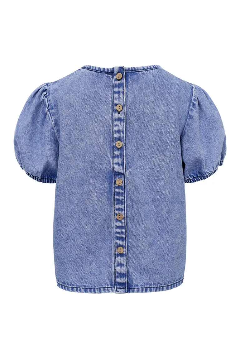 Meisjes blouse korte mouw blauw