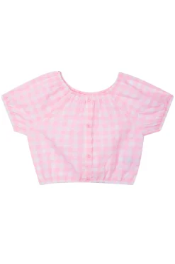Meisjes blouse korte mouw rose