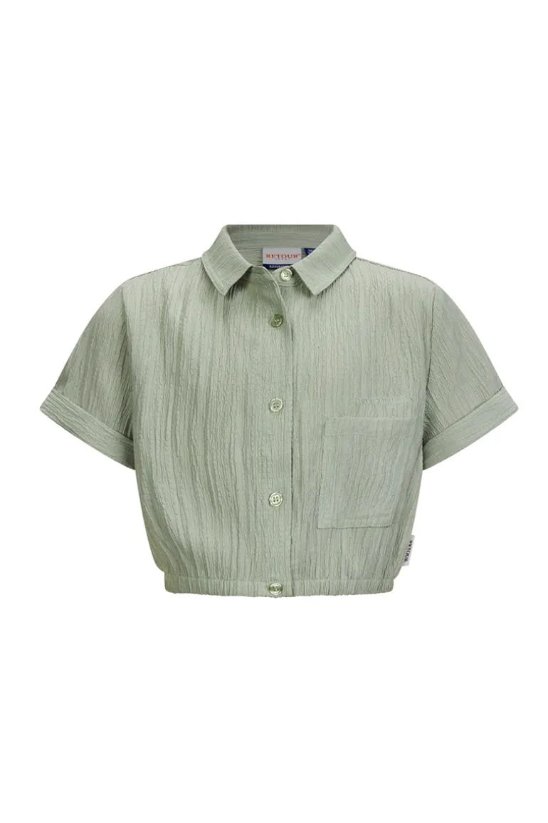 Meisjes blouse korte mouw blauw