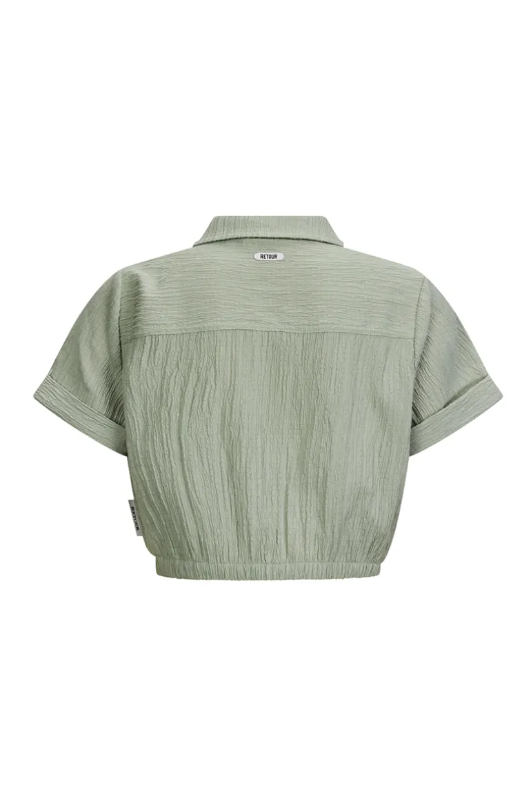 Meisjes blouse korte mouw blauw