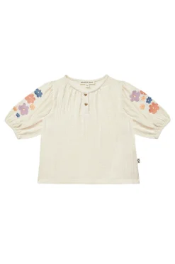 Meisjes blouse korte mouw ecru