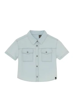Meisjes blouse korte mouw blauw