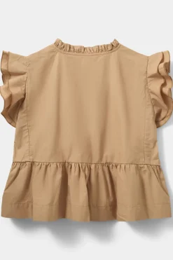 Meisjes blouse mouwloos bruin