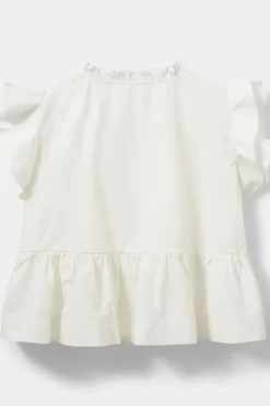 Meisjes blouse mouwloos ecru