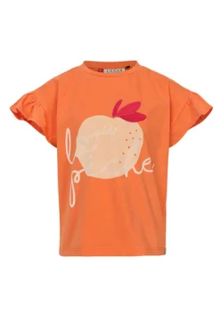 Meisjes t-shirt korte mouw oranje