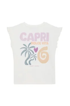 Meisjes t-shirt korte mouw ecru