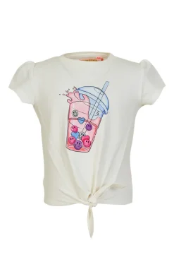 Meisjes t-shirt korte mouw ecru